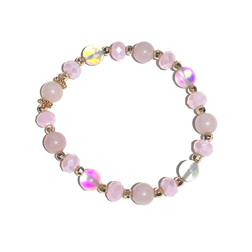 Rose Quartz, Evil Eye Bracelet Set
